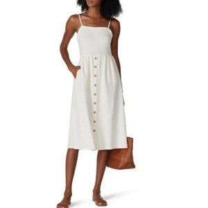 Madewell Cream White Jacquard Textured Cami Button Front Casual Midi Dress